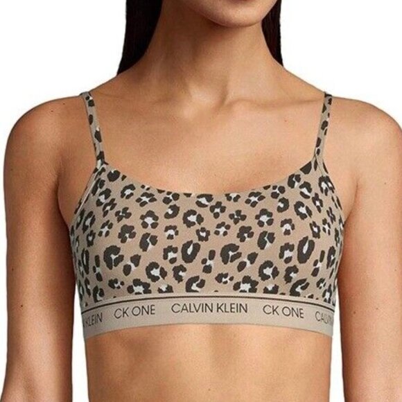 NWT Calvin Klein Women’s CK One Cotton Unlined Bralette, size SMALL animal print - Picture 1 of 2